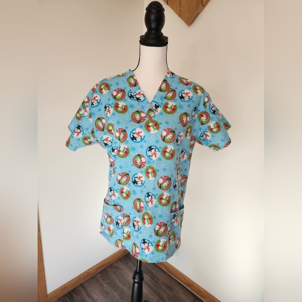Melrose Snowman Medical Scrub Shirt